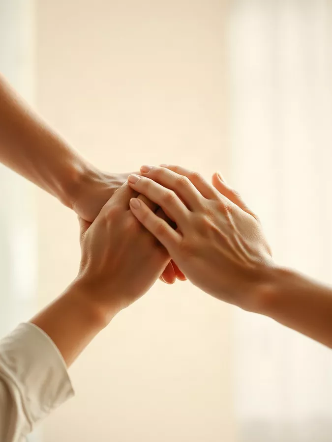 A soft, abstract image of connecting hands, symbolizing unity and collaboration.